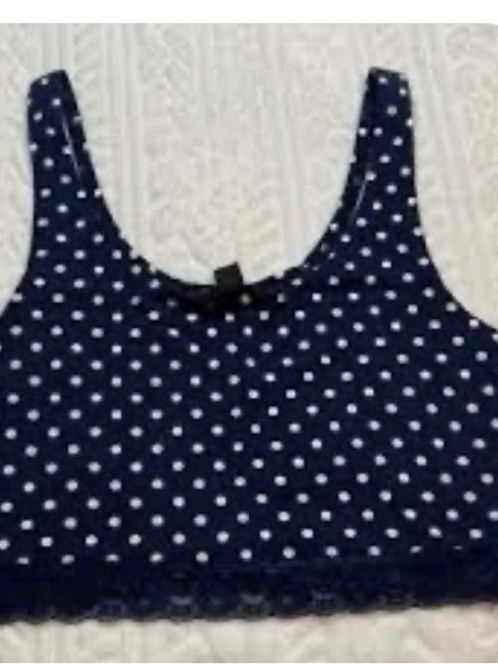 Forever 21 Navy and White Polka Dot Crop Top